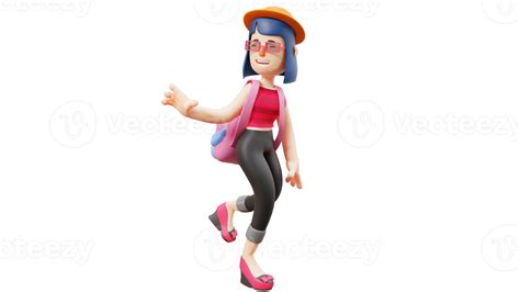 3D Illustration. Active Women 3D Cartoon Character. Friendly woman ...