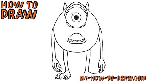 How to draw Mike Wazowski -Disney Pixar Monsters - Easy step-by-step ...