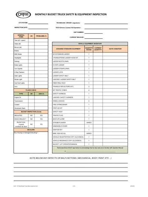 Printable Truck Inspection Checklist