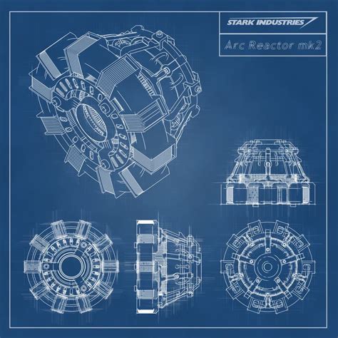 Blueprint - Iron Man Arc Reactor MK2 Art Silk Poster 24x24inch | Art ...