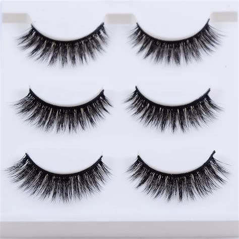 New 3 pairs natural false eyelashes fake lashes long makeup 3D 02 mink ...