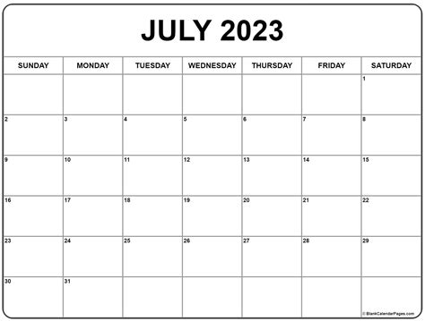 July August 2023 Calendar - Printable Template Calendar