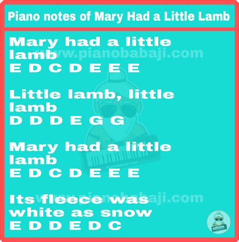 piano notes of mary had a little lamb