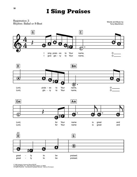 I Sing Praises by Terry MacAlmon Sheet Music for E-Z Play Today at ...