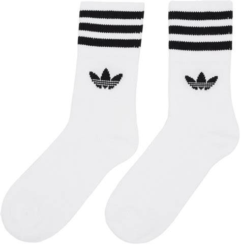 adidas Originals: Three-Pack White Solid Crew Socks | SSENSE UK ...