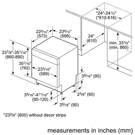 integrated dishwasher measurements online