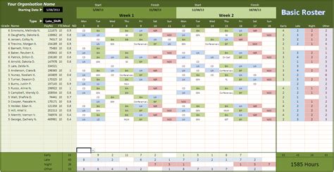 Excel Roster Template