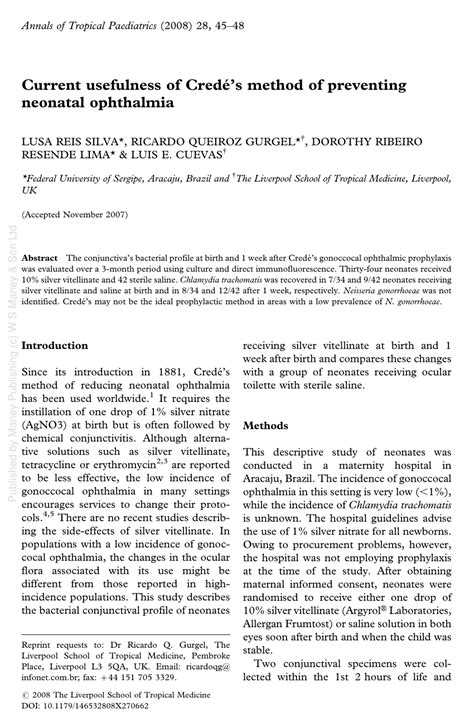 (PDF) Current usefulness of Crede's method of preventing neonatal ...