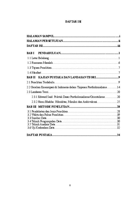 Daftar Isi Skripsi Kualitatif - Satu Trik