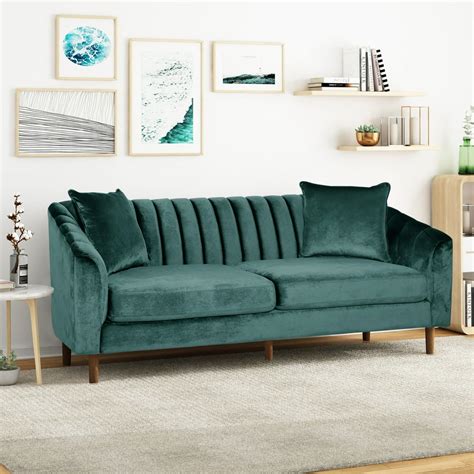 Noble House Orly Contemporary 3 Seater Velvet Sofa, Teal - Walmart.com ...