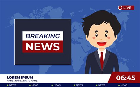 Tv News Studio With Broadcaster Breaking News Vector Art At | The Best ...