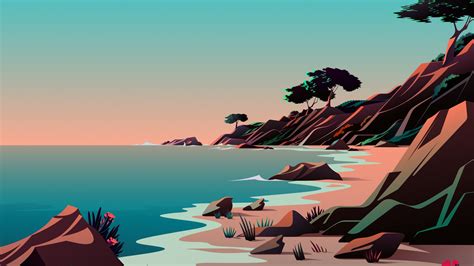 2560x1440 Resolution Beach Minimalist Digital Art 5K 1440P Resolution ...