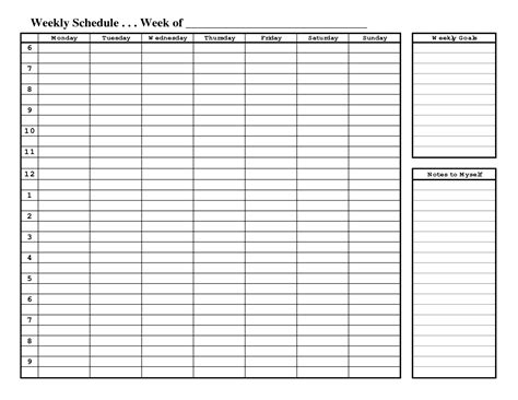 Free Weekly Schedule Template Printable Excel | Images and Photos finder