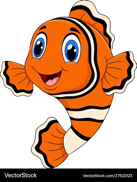 Cute orange happy fish cartoon Royalty Free Vector Image