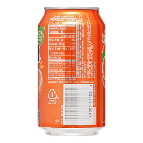 Fanta Orange Soda Nutrition Label - Nutrition Ftempo