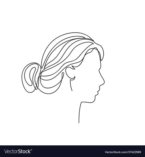 Abstract woman face in profile line art Royalty Free Vector