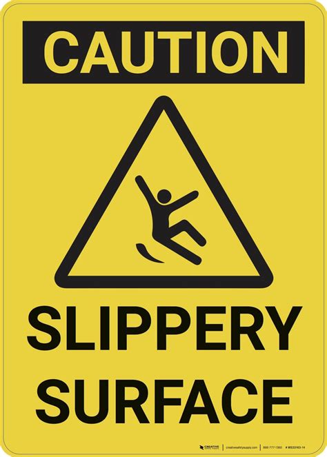 Caution: Slippery Surface Caution - Wall Sign