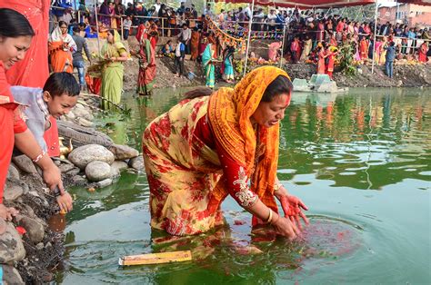 Making Offerings during the Chhath Puja Festival in Nepal