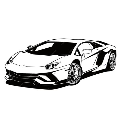 Premium Vector | Super car outline black and white vector design