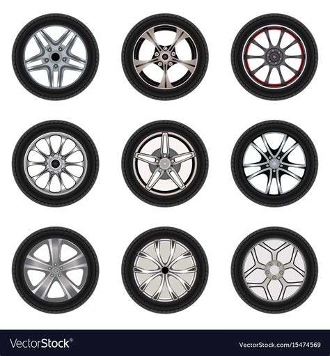 Set of car wheels with a different design Vector Image