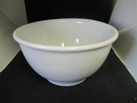 Large Pottery Mixing Bowl White Unmarked farmhouse cottage shabby chic ...