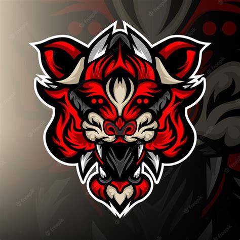 Premium Vector | Red monster head esport mascot logo