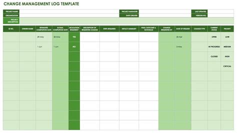 Change Management Template Excel