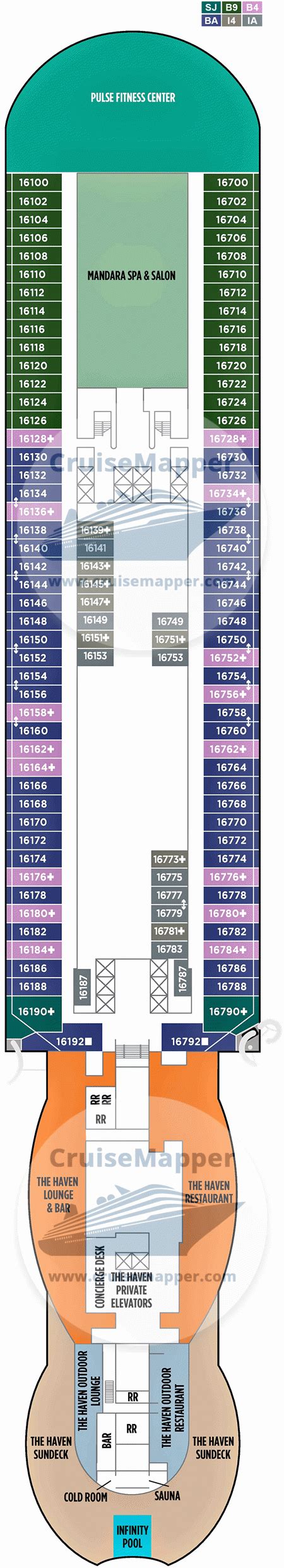 Norwegian Viva deck 16 plan | CruiseMapper