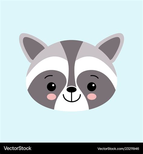 Raccoon cute cartoon animal icon isolated on blue Vector Image