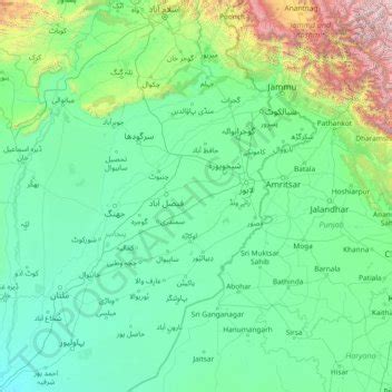 Chenab River topographic map, elevation, terrain