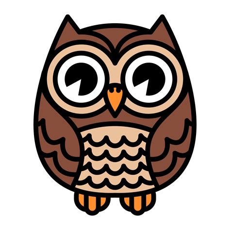 Cute Cartoon Owl Bird with Big Eyes in Sitting Position 540409 Vector ...