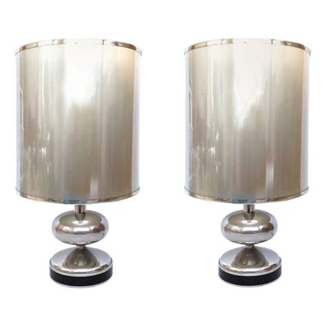 Pair of Midcentury Black and Chrome Lamps For Sale at 1stDibs