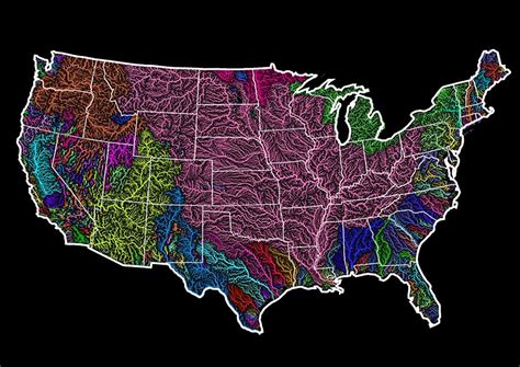 US Drainage basins | Map, Watersheds, Cartography map