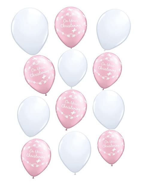 Pink christening party balloons Latex religious balloons | Etsy