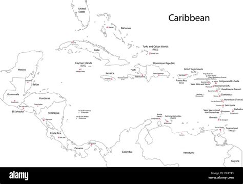 Outline Caribbean map Stock Photo - Alamy