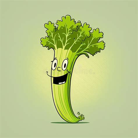 Celery Cartoon Mascot Funny Character. Food with Cute Face. Generative ...