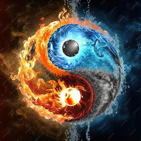 Premium Photo | Yin and Yang made of fire and water. Symbol of harmony