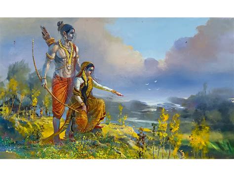 Rama And Sita In Vanvas | Acrylic Painting On Canvas | By Bijay Biswaal ...