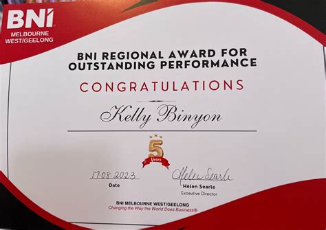 BNI Awards - Congratulations Kelly | Rotary Club of Torquay