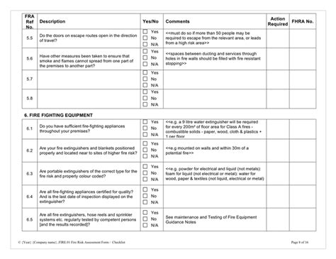 Fire risk assessment checklist in Word and Pdf formats - page 8 of 16