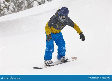 Snowboarding Under the Snow. Ski Slope. Winter Mountain Landscape Stock ...