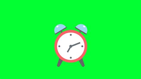 Alarm clock animation in Green screen 4k. Clock with moving arrows ...