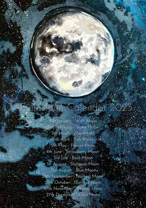 Full Moon Calendar 2023 Printable Full Moon Dates Digital - Etsy