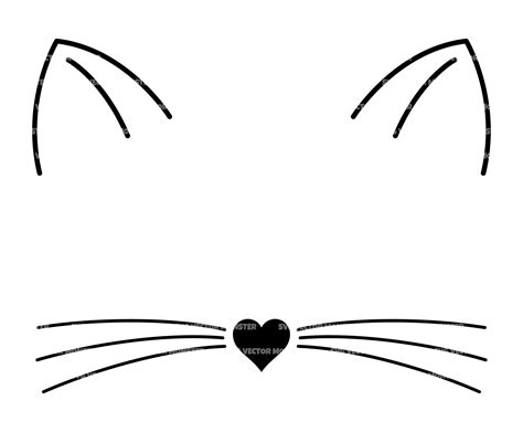 Cat Face Svg Cat Ears Nose Whiskers Svg Kitten Face Svg. | Etsy