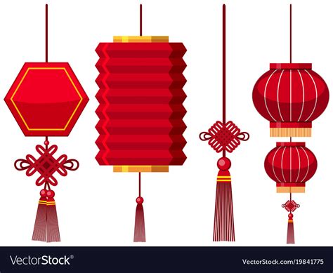 Different designs of chinese lanterns Royalty Free Vector