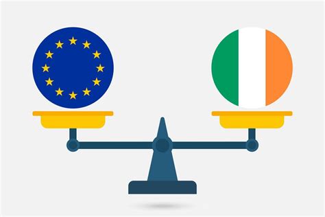 Scales balancing the EU and the Ireland flag. Vector illustration ...