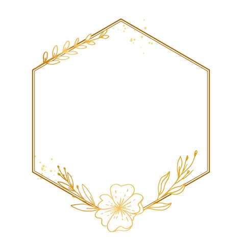 Elegant gold floral border with hand drawn leaves and flower for ...