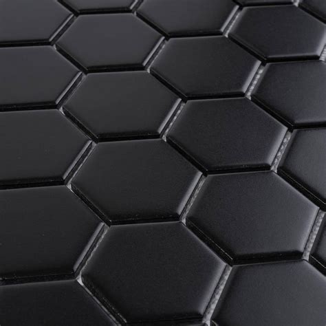 Hexagon Porcelain Mosaic Tile Black 2 x 2 | Mineral Tiles