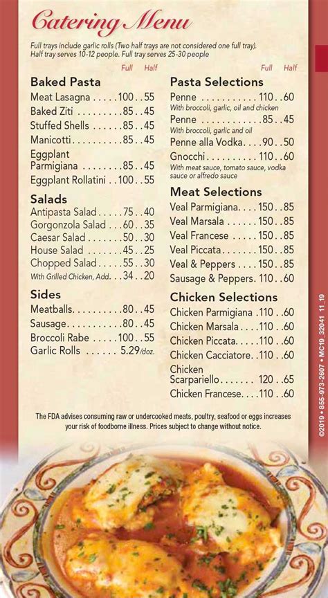 Catering Menu - Fiorella Italian Restaurant