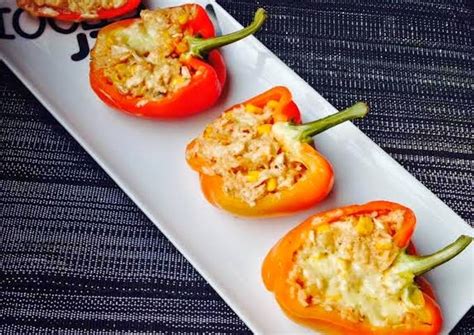 Stuffed Capsicum with Chicken and Rice Recipe by Beula Pandian Thomas ...